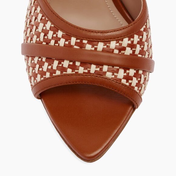 Malone Souliers JULIA 90MM Raffia & Leather Woven Slip On Mules Sandals IT37 - Picture 6 of 7